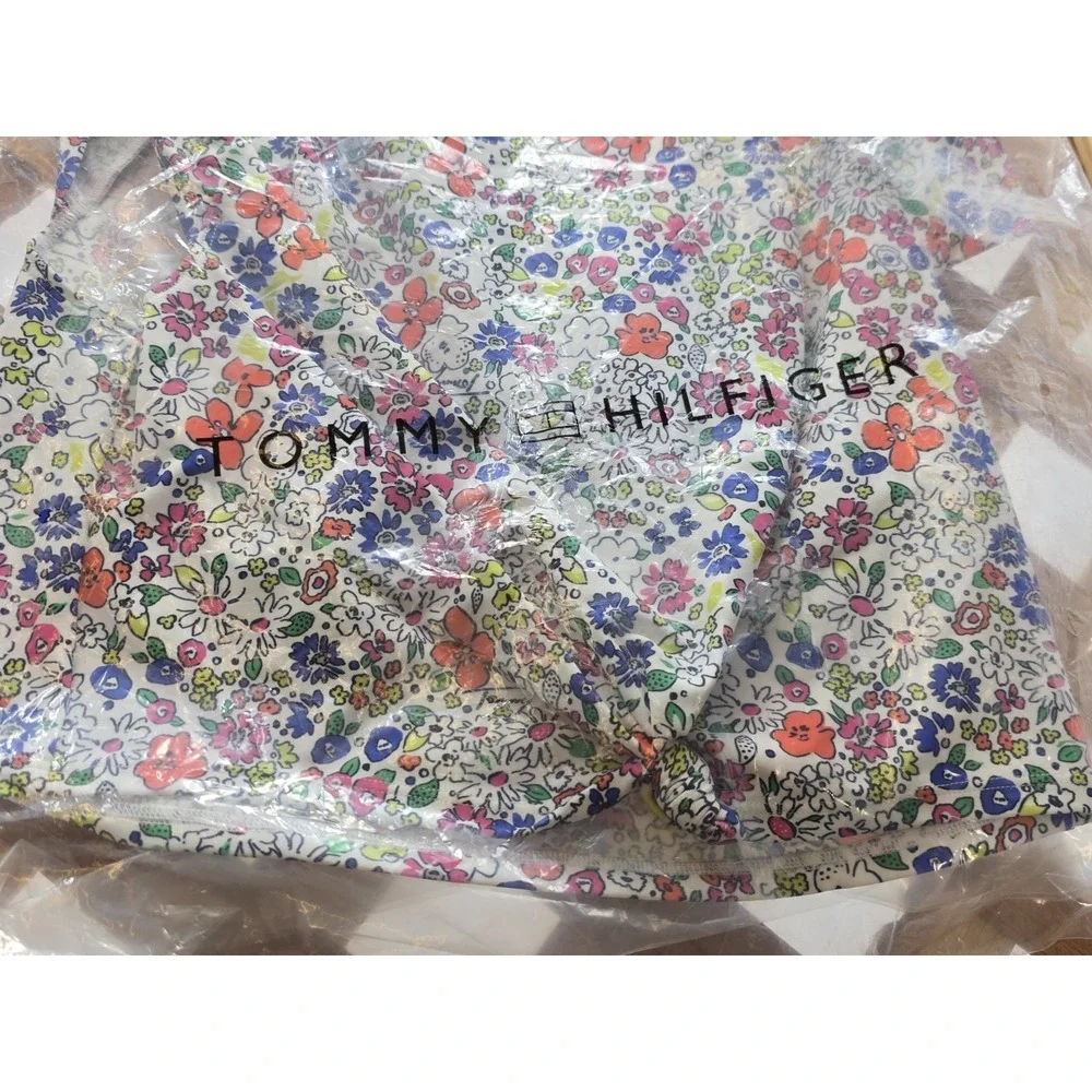 NWT‎ Tommy Hilfiger Women's Knotted Printed Swim Top - Sz XXL - White Multicolor